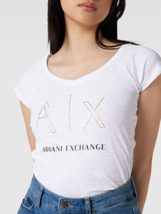 Armani Exchange T-shirt met strass-steentjes