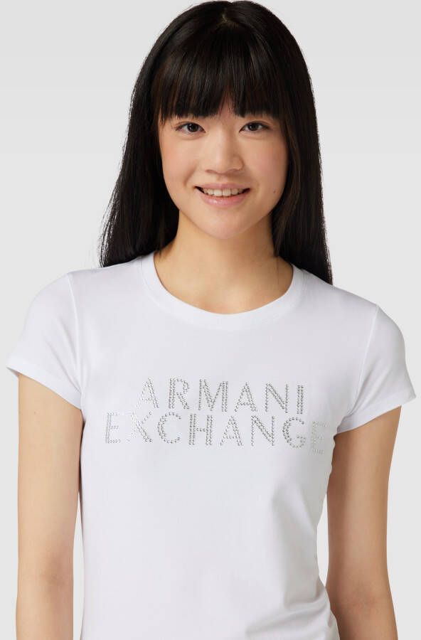 Armani Exchange T-shirt met strass-steentjes