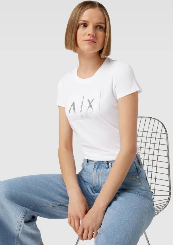 Armani Exchange T-shirt van katoen met labeldetail model 'CARRYOVER'