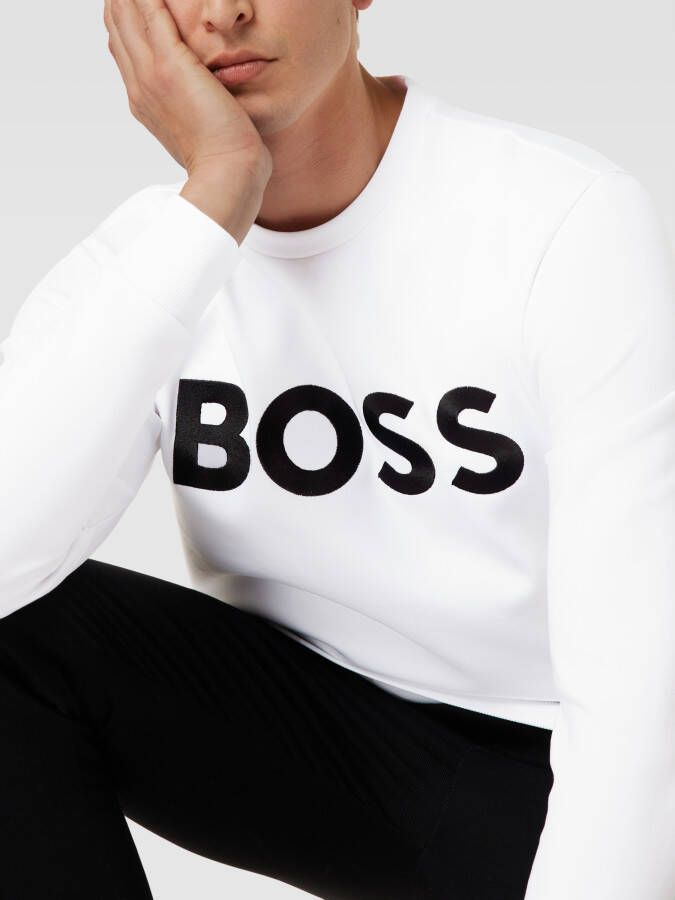 BOSS Green Sweatshirt met labelstitching model 'Salbo'