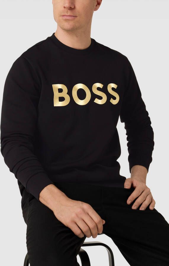 BOSS Green Sweatshirt met labelstitching model 'Salbo'