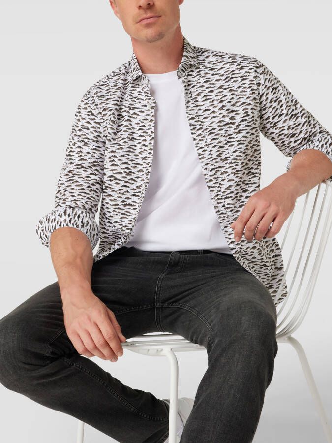 BOSS Casualwear Vrijetijdsoverhemd met all-over motief model 'Mypop'