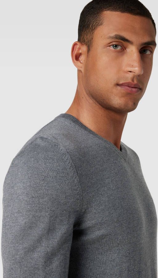 Boss Gebreide pullover met geribde V-hals model 'Baram'