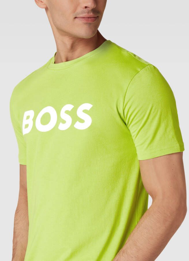 Boss Orange T-shirt met labelprint model 'Thinking'