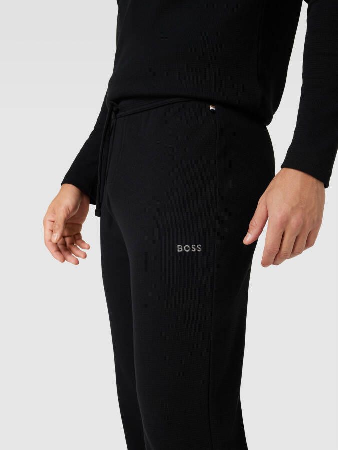 Boss Sweatpants met labelstitching model 'Waffle'