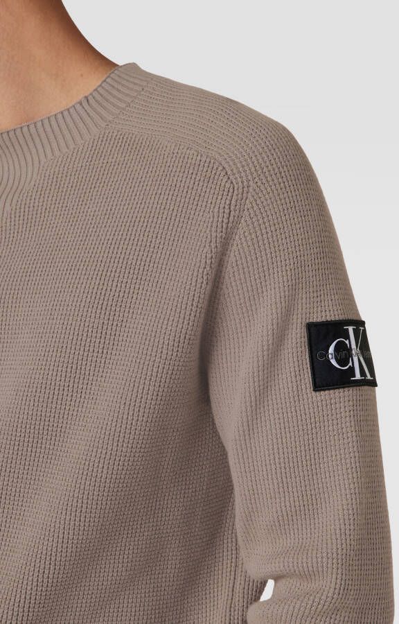 Calvin Klein Jeans Gebreide trui met labelpatch model 'MONOLOGO BADGE SWEATER'