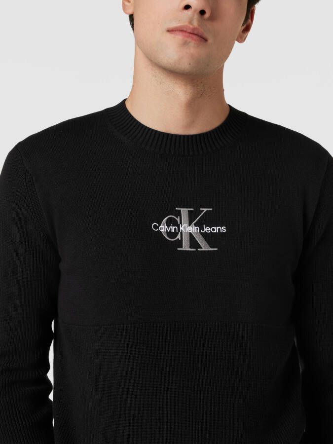 Calvin Klein Jeans Gebreide trui met labelstitching model 'MONOLOGO'