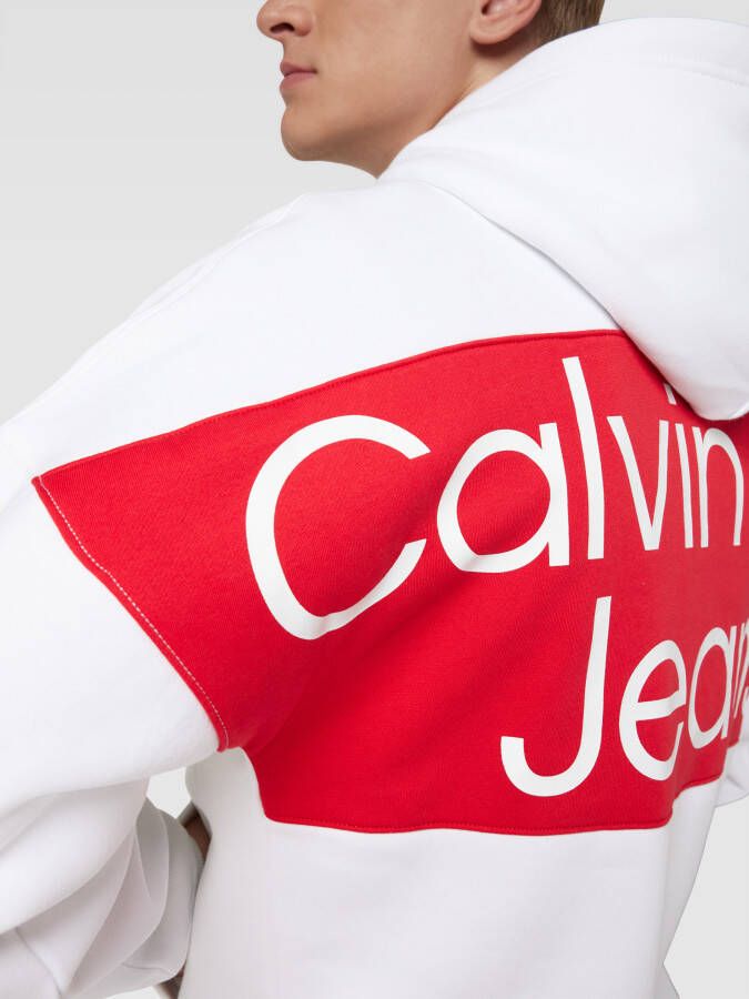 Calvin Klein Jeans Hoodie met kangoeroezak model 'BOLD LOGO COLORBLOCK'