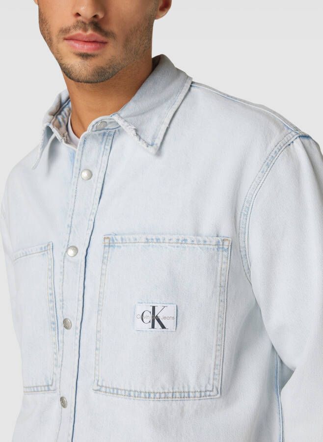 Calvin Klein Jeans Jeansoverhemd met opgestikte zakken model 'RELAXED LINEAR'