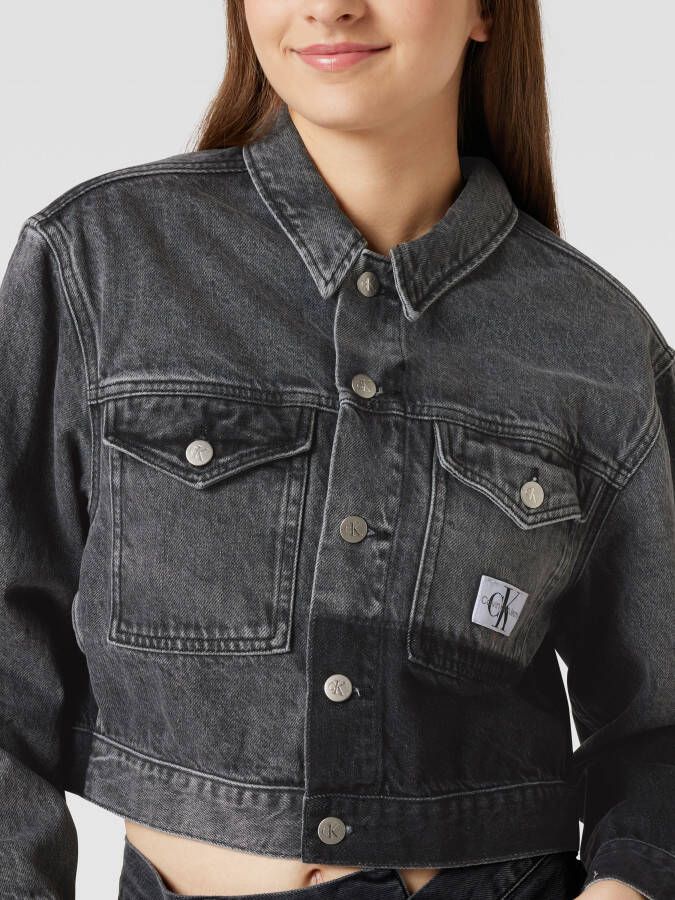 Calvin Klein Zwarte Spijkerjas Cropped Oversized Denim Jacket