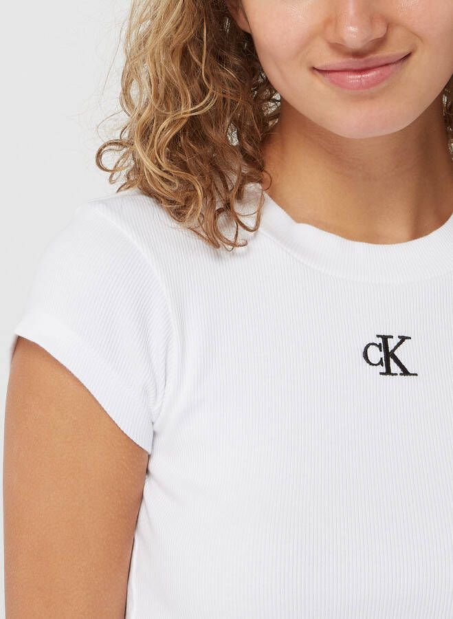 Calvin Klein Jeans Kort T-shirt met ribstructuur