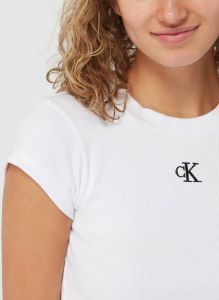 Calvin Klein Shirt met ronde hals CK RIB CROPPED SLIM TEE met ck-logo op borsthoogte
