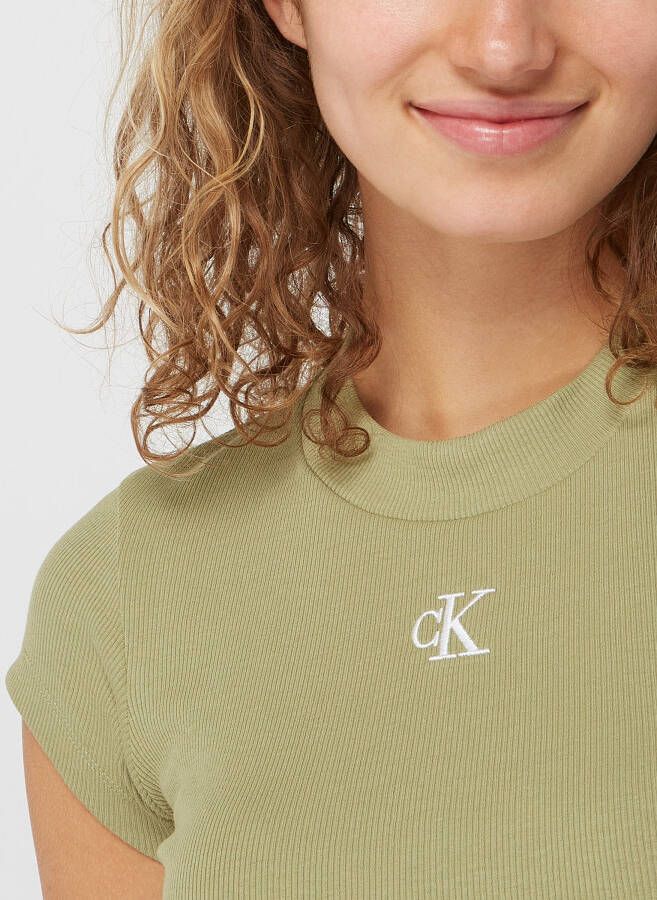Calvin Klein Jeans Kort T-shirt met ribstructuur
