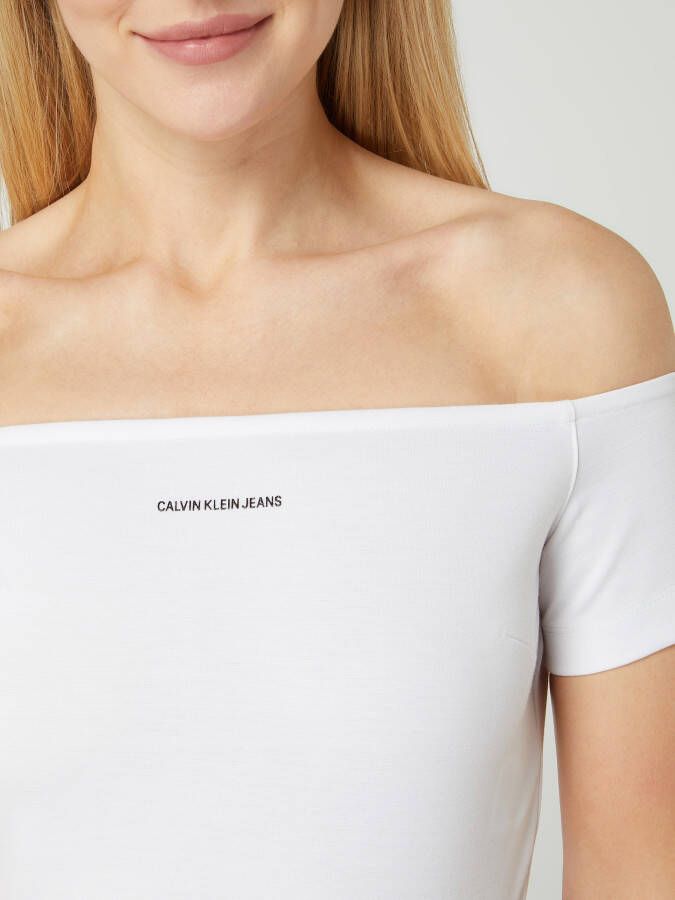 Calvin Klein Jeans Off shoulder-shirt met logoprint - Foto 2