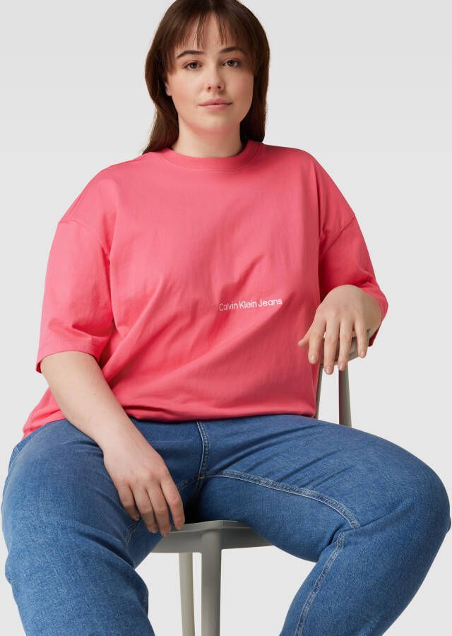 Calvin Klein Jeans Plus SIZE T-shirt met labelstitching model 'INSTITUTIONAL'