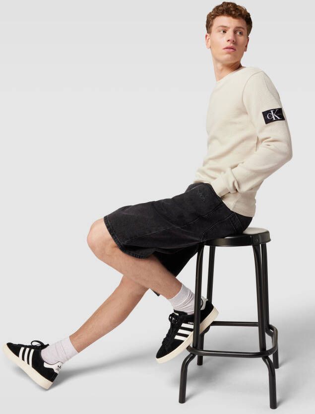 Calvin Klein Jeans Shirt met lange mouwen van katoen met structuurmotief model 'WAFFLE'
