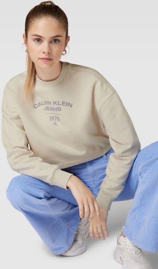 Calvin Klein Jeans Sweatshirt met labelprint model 'VARSITY' - Foto 2