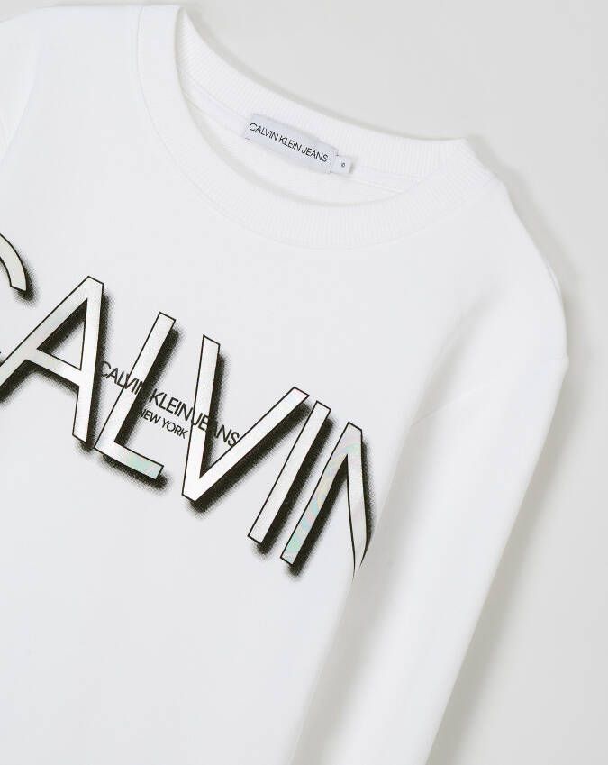 Calvin klein JEANS sweater met logo wit zilver zwart