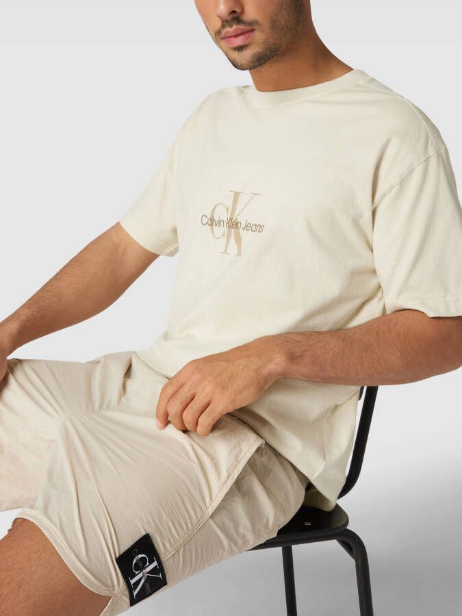 Calvin Klein Jeans T-shirt met extra brede schouders model 'MONOLOGO'