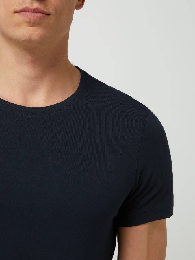 Casual friday T-shirt met geribde ronde hals - Foto 2