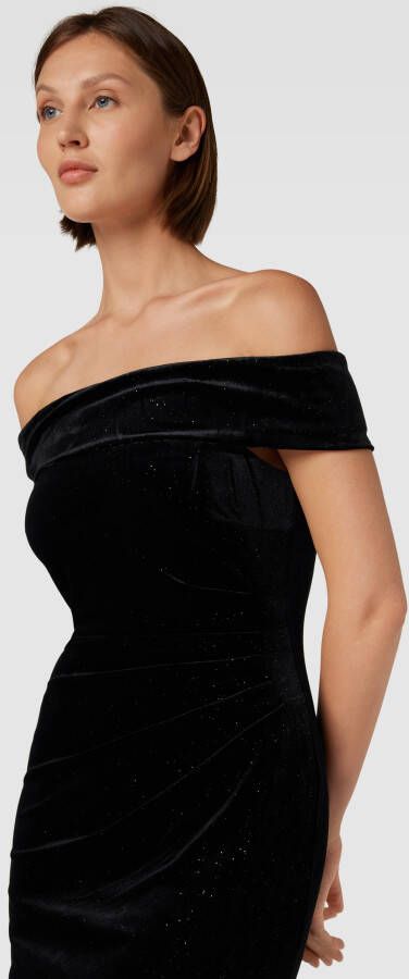 Christian Berg Cocktail Off shoulder-jurk met plooien opzij