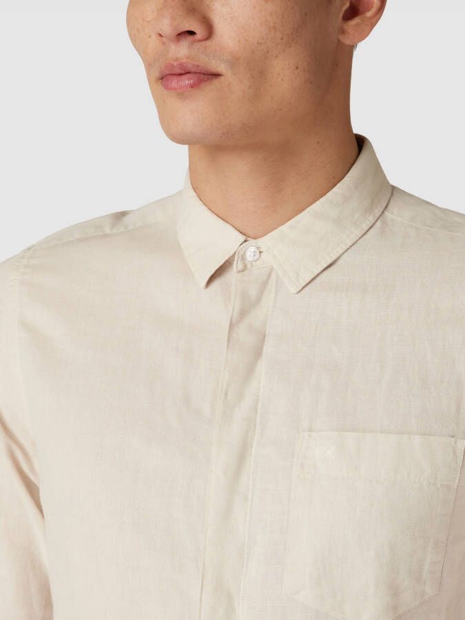 CK Calvin Klein Vrijetijdsoverhemd met blinde knoopsluiting model 'LINNEN'