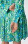 Comma jurk met bladprint en volant turquoise - Thumbnail 4