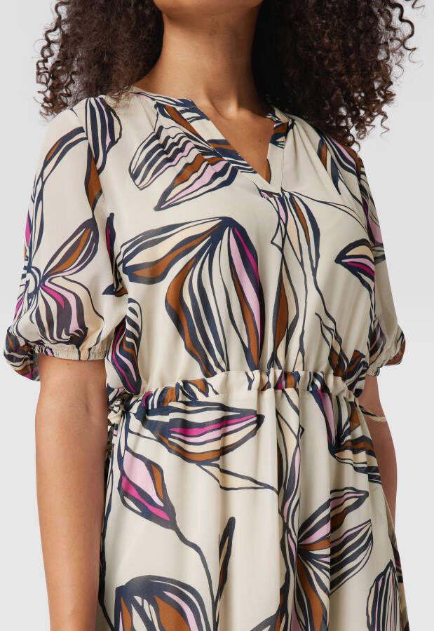 Comma Loose fit maxi-jurk met tunnelkoord en pofmouwen - Foto 2