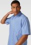 Eterna Blauw korte mouw zakelijk overhemd Blue Heren - Thumbnail 2
