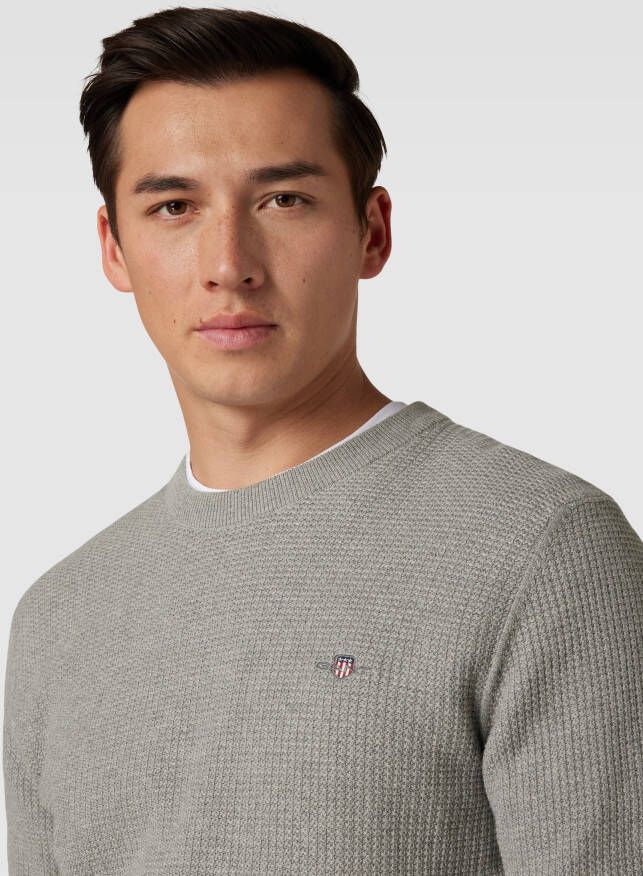 Gant Gebreide pullover met labelstitching - Foto 2