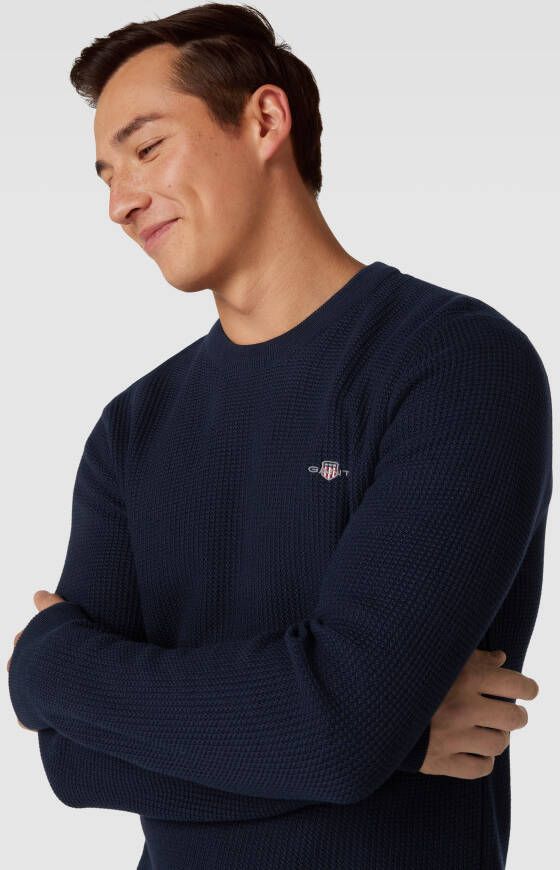 Gant Gebreide pullover met labelstitching - Foto 2