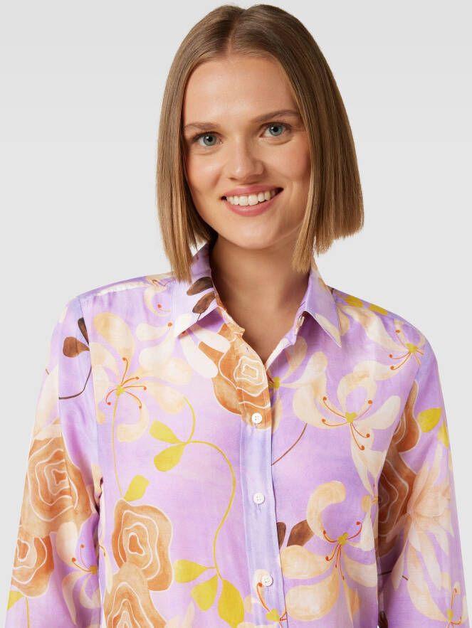 Gant Overhemdblouse van katoenmix met zijde en all-over motief
