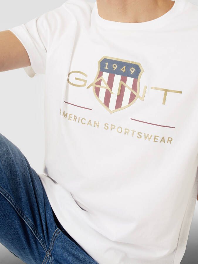 Gant T-shirt met labelprint model 'Archiv Shield'