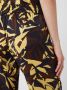 Gerry Weber wide leg palazzo broek met bladprint zwart geel donkerbruin - Thumbnail 5