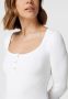 Guess Stretch Cotelé Top Lange Mouwen Knoopsluiting White Dames - Thumbnail 3