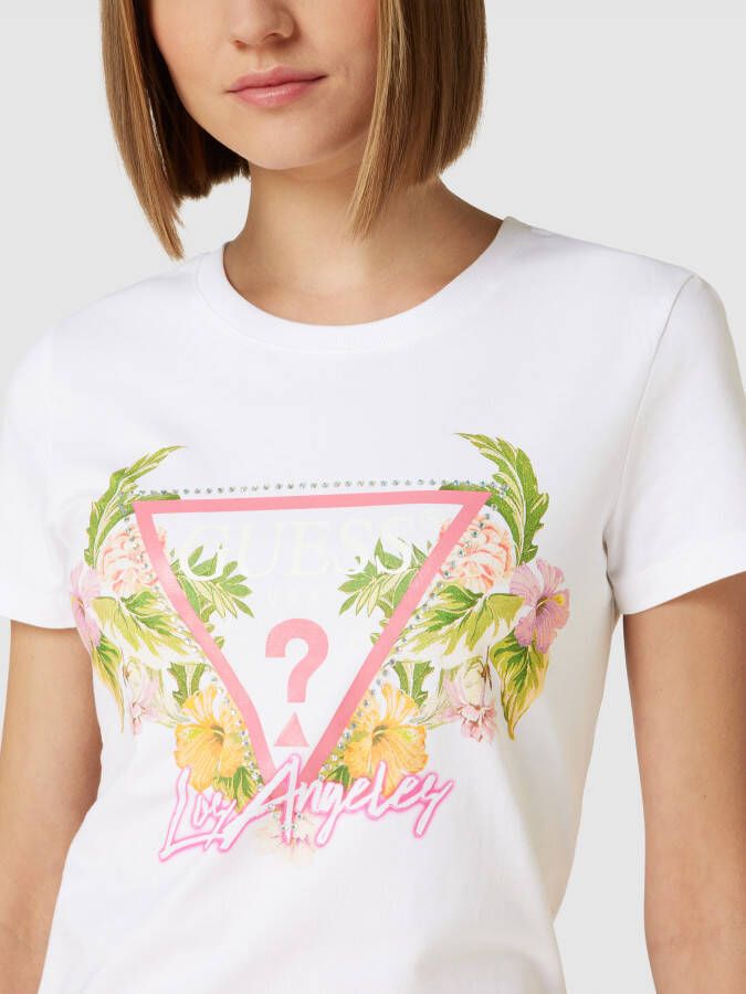 Guess T-shirt met motiefprint model 'TRIANGLE FLOWERS'
