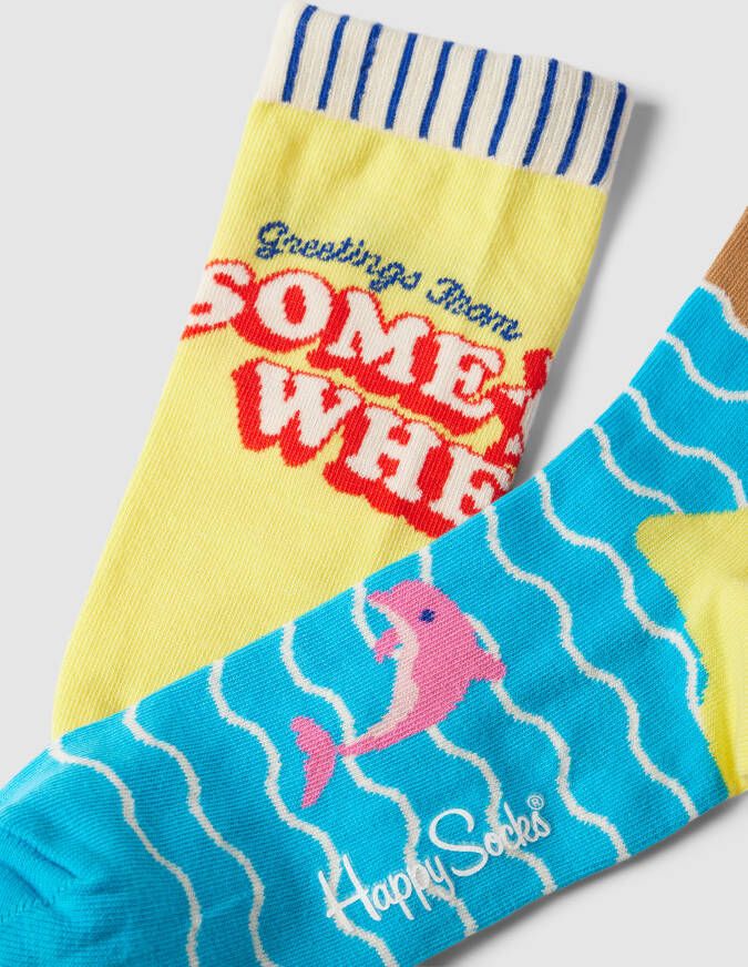 Happy Socks Sokken in een set van 2 paar met all-over print model 'Wish You Were Here' - Foto 2