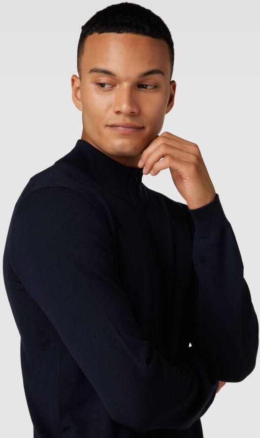 HUGO Gebreid jack van scheerwol met ritssluiting model 'San Jorge'