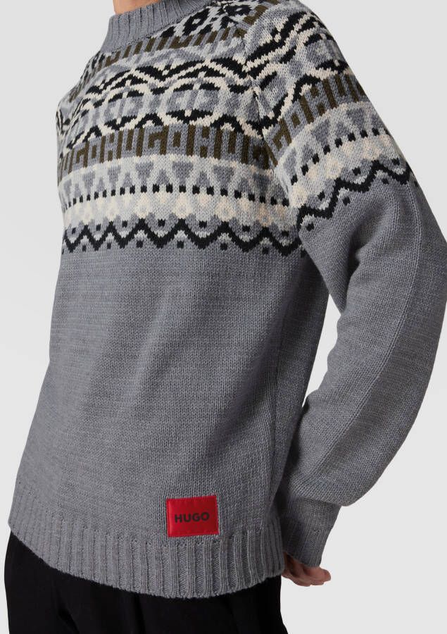 HUGO Gebreide pullover met labelpatch