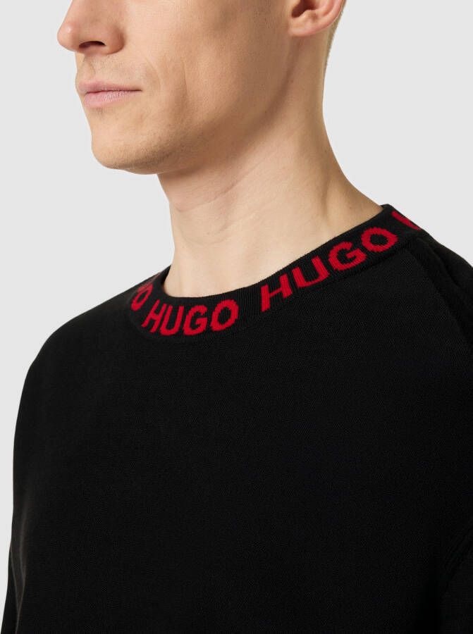 HUGO Gebreide pullover met logostitching model 'Smarlo'