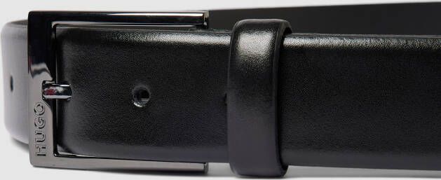 HUGO Leren riem met label in reliëf model 'GARNEY'