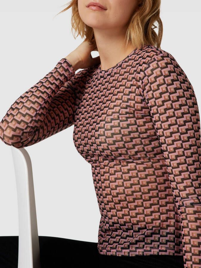 HUGO Shirt met lange mouwen en all-over motief model 'Diralina'