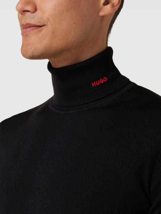 HUGO Shirt van scheerwol met lange mouwen en col model 'San Thomas'