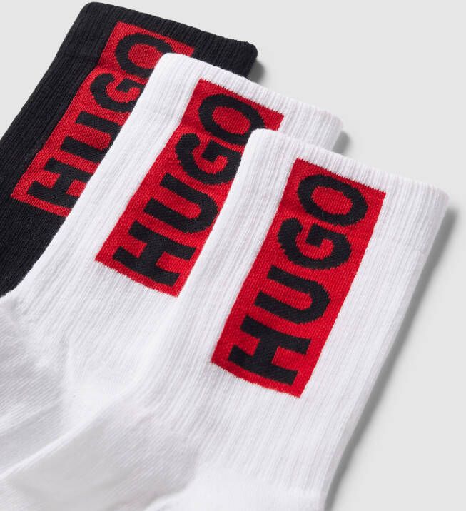 HUGO Sokken met labelstitching in een set van 3 paar