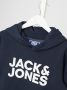 Jack & jones JUNIOR hoodie JJECORP met logo donkerblauw wit Sweater Jongens Katoen Capuchon 128 - Thumbnail 3