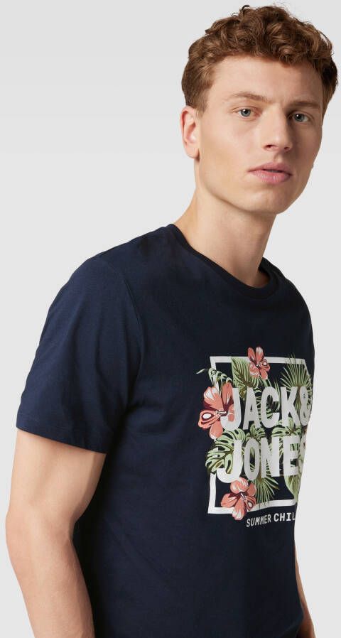 jack & jones T-shirt van katoen met labelprint