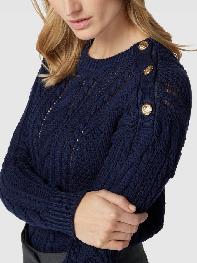 Lauren Ralph Lauren Gebreide pullover met sierknoopsluiting model 'YENFLED'