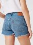 Levi's Blauwe Katoenen Jeans Broek Kort 501 5 Zakken Versleten Effect Logo Blue Dames - Thumbnail 7