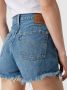 Levi's Blauwe Katoenen Jeans Broek Kort 501 5 Zakken Versleten Effect Logo Blue Dames - Thumbnail 8