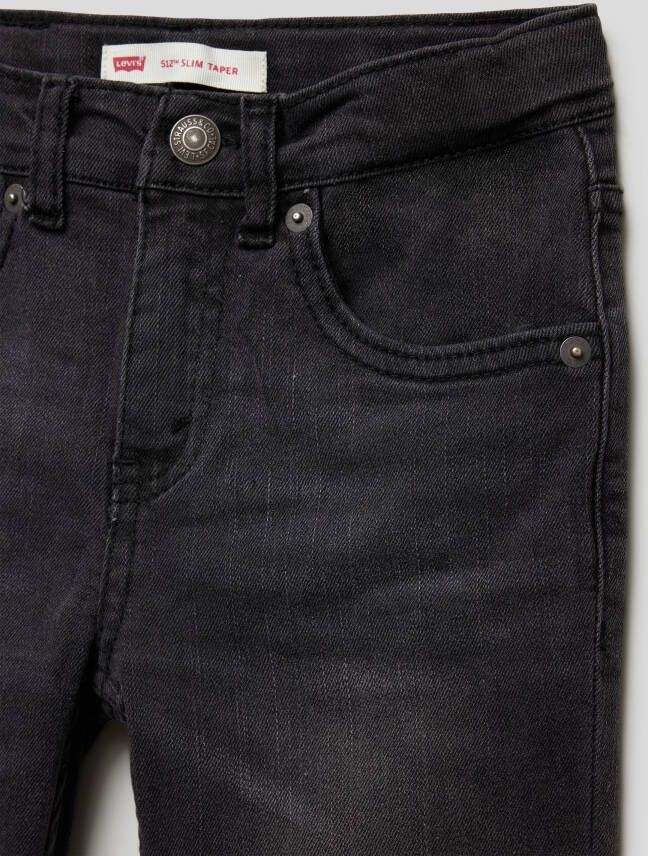 Levis Levi's Kids 512 tapered fit jeans route 66 Zwart Jongens Stretchdenim Effen 128
